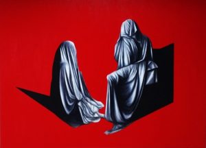 Fernanda Soriano painting 'Waiting' GlogauAIR Artist in Resident Berlin