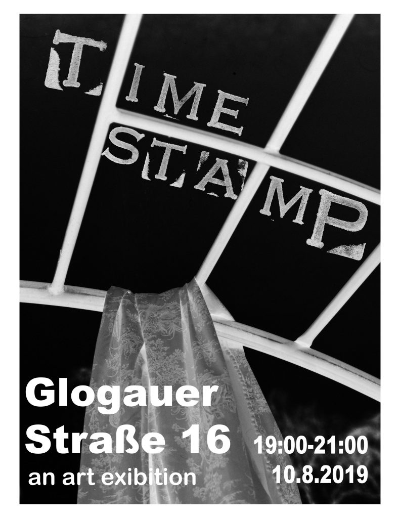 VCU op Black and white image of a railing with a drape and the text " time stamp"