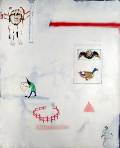 Daniel-Dobarco-El-mapa-del-beato-Oil-spray-and-marker-on-canvas-162-x-130-cm-2019