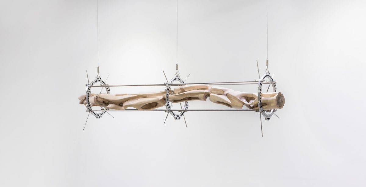 showing slivers & taking off skin for sake of dopamine layer of diophantine equations_44 x 7 x 6.5 in_carved walnut, stainless steel_Fharid LaTorre (2)