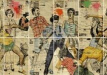 Artwork by Rinaldo Hopf, Stonewall, work on paper, print, figures, stonewall riots, 1969