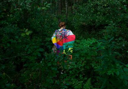 work by former resident artist at glogauair, Maria Santi, Poncho Paintings Performance in Nature. Project. Variable 2016